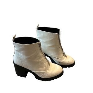 White Zip Boots